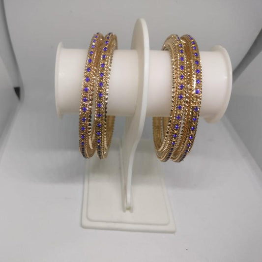 MAAHI BANGLES - BLUE WITH GOLDEN STONES