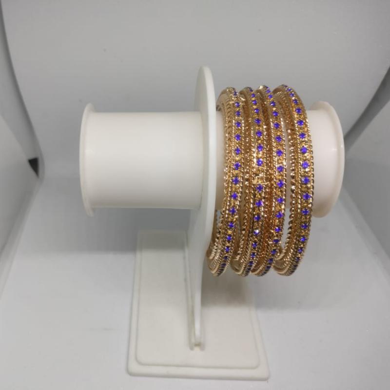 MAAHI BANGLES - BLUE WITH GOLDEN STONES