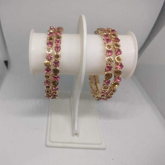 MAAHI BANGLES - MAJENTA WITH GOLDEN STONES